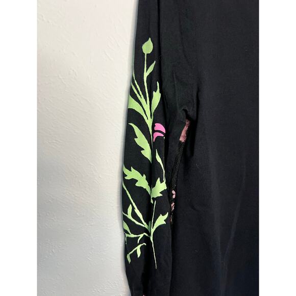 Gypsy Daisy Black & Pink Floral Lace Mesh Y2K Top Sz Large - Picture 5 of 7